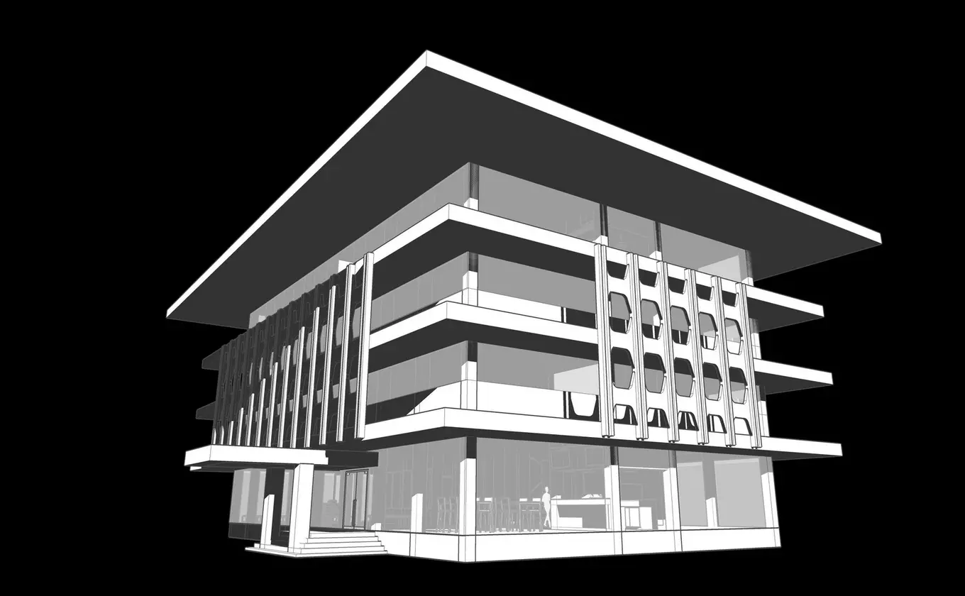 rysunek 3D budynku użyteczności publicznej